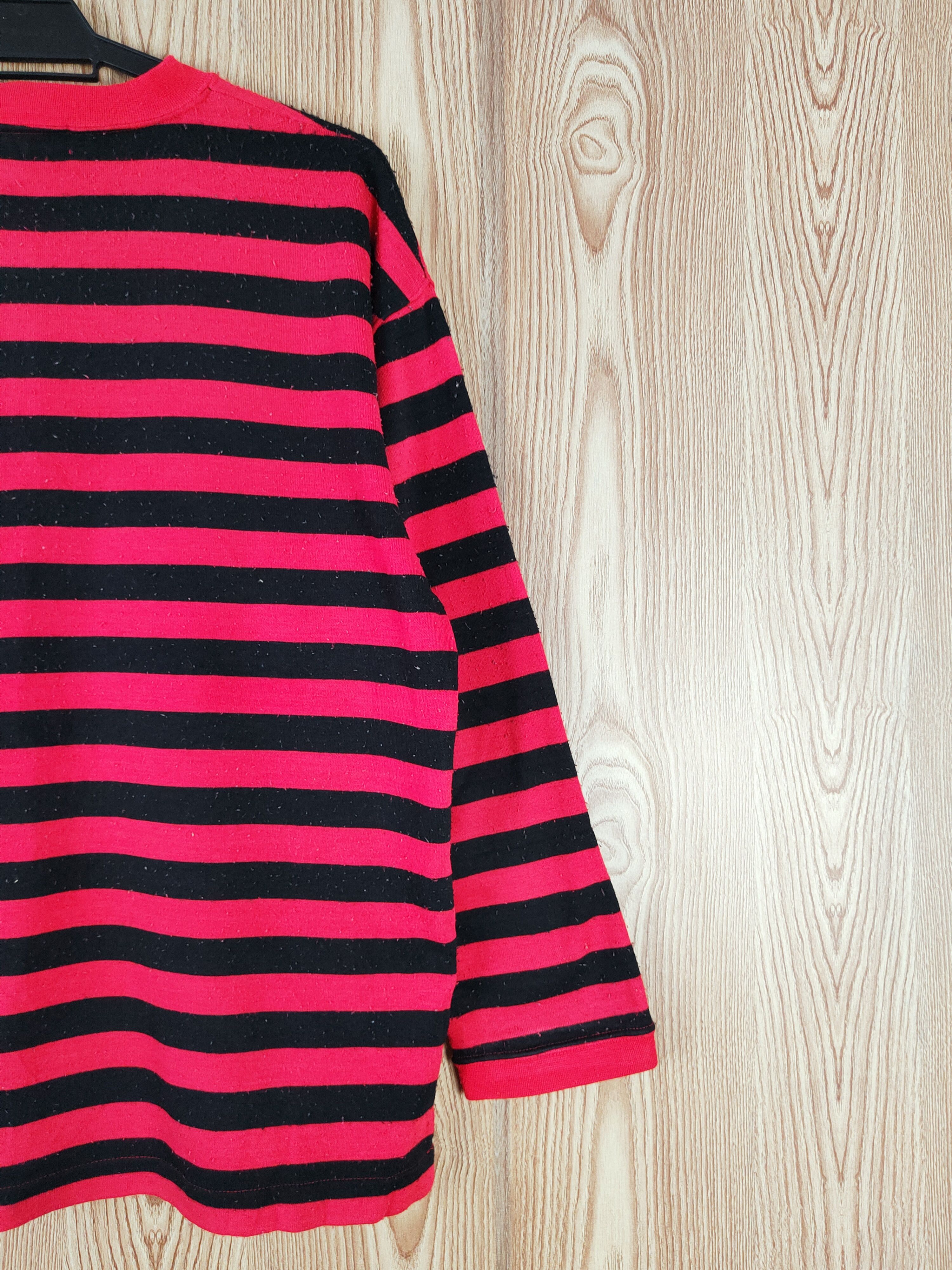 Japanese Brand × Vintage Japanese Brand Red Black Stripe Long Sleeve T-shirts Size L / US 10 / IT 46 - 11 Thumbnail