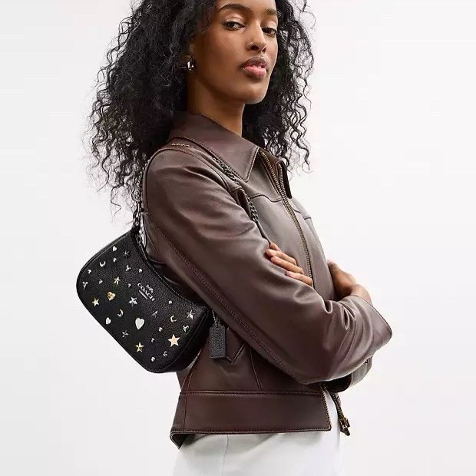 Coach NWT Coach Teri Mini Crossbody Bag Rivets CCE44 Black Size ONE SIZE - 8 Thumbnail