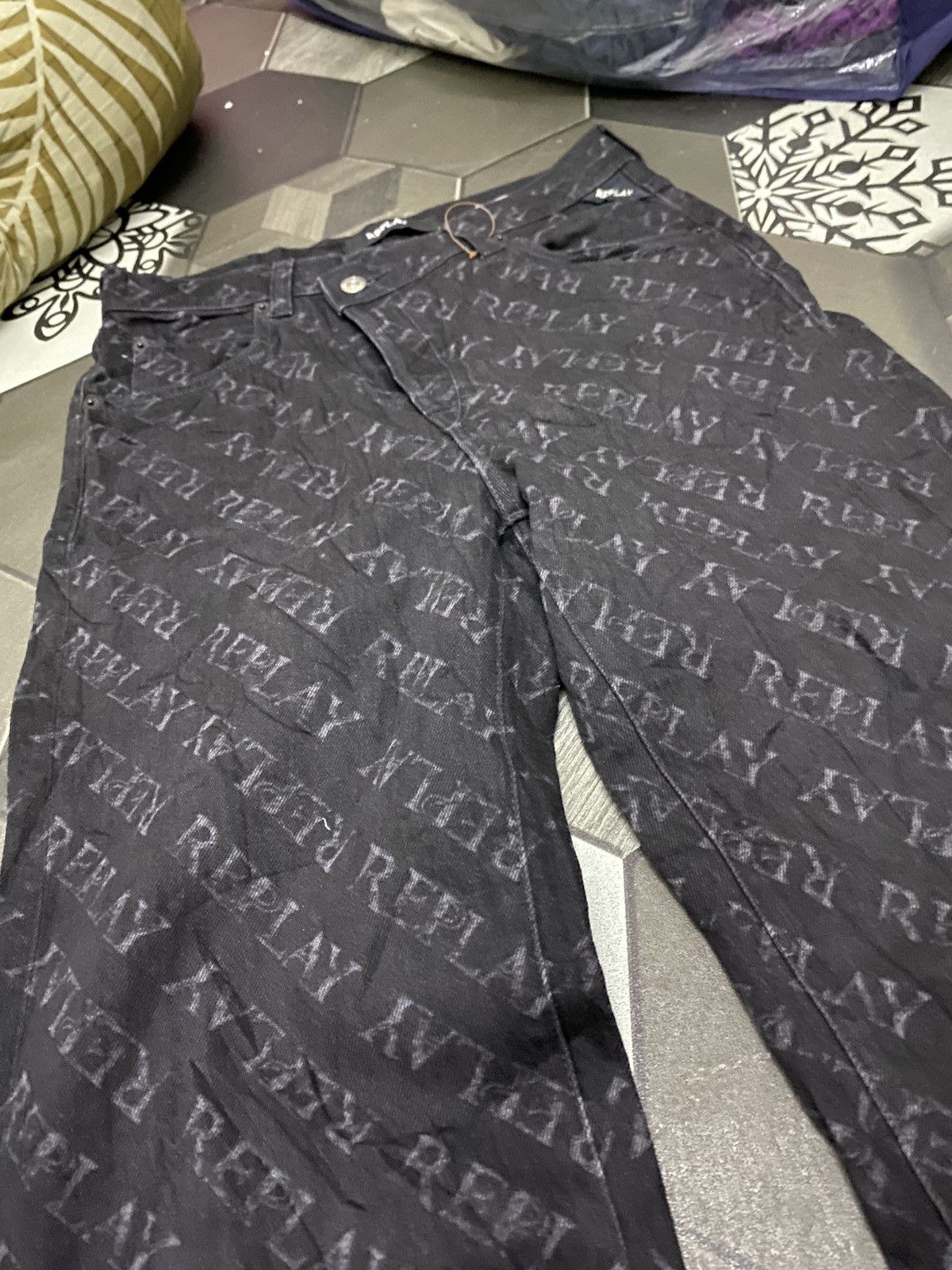 Replay Replay jeans overprint Rare unisex Size 29" - 2 Thumbnail