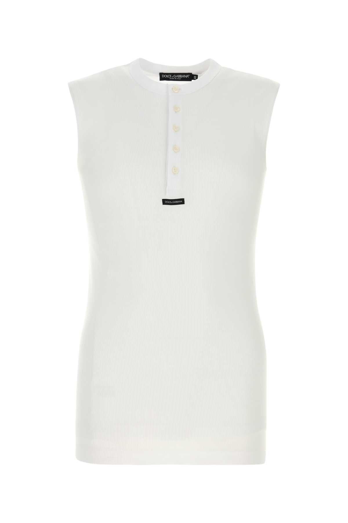Dolce & Gabbana White Cotton Tank Top Size US M / EU 48-50 / 2 - 1 Thumbnail