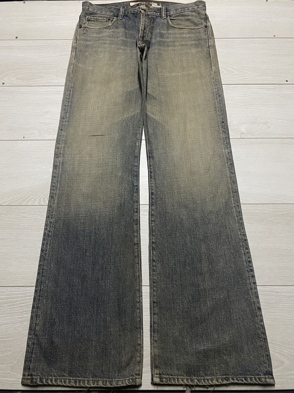 Gap × Palace Vintage Gap Denim Distressed Mud Wash Bootcut Flare Jeans Size US 34 / EU 50 - 1 Thumbnail