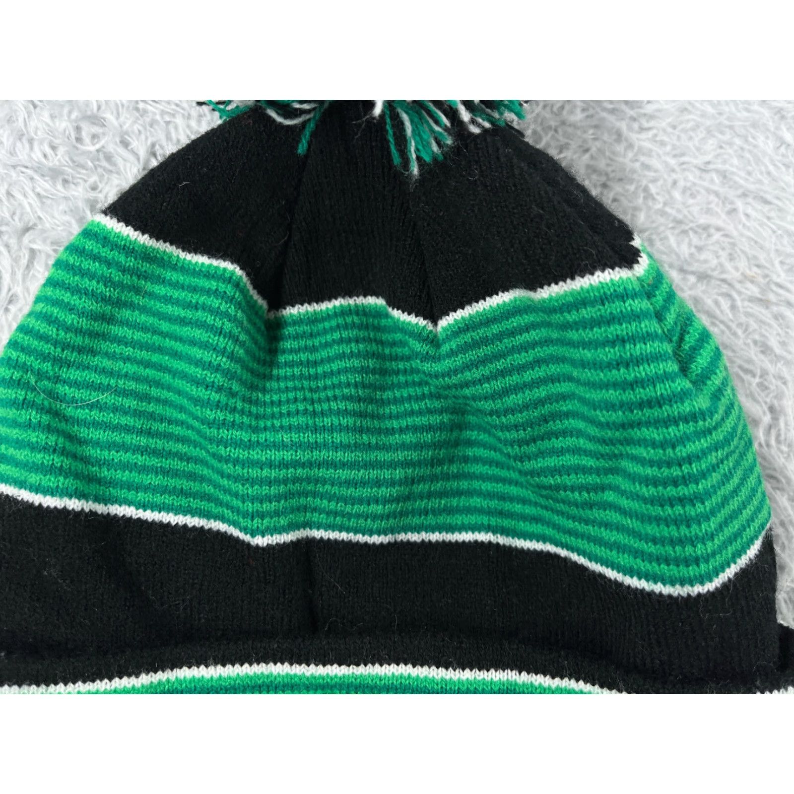 Vintage Midco Sports Beanie Toque Adult One Size Green Black Stripe Knit Acrylic Ski Pom Size ONE SIZE - 3 Thumbnail