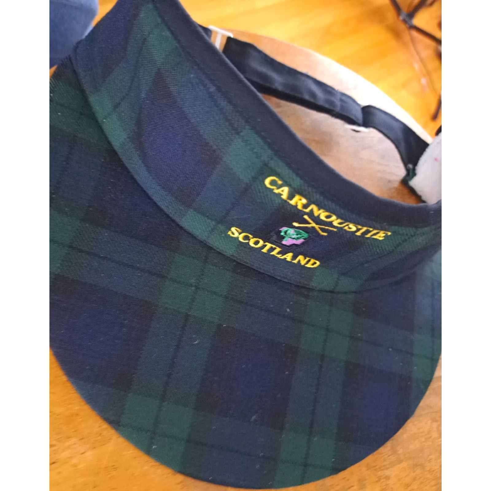 Vintage VINTAGE Carnoustie Scotland Green Plaid Embroider ed Golf Adjustable Visor Hat Unbranded Adults Unisex Cotton-Poly Golf Visor Hat Size ONE SIZE - 3 Thumbnail