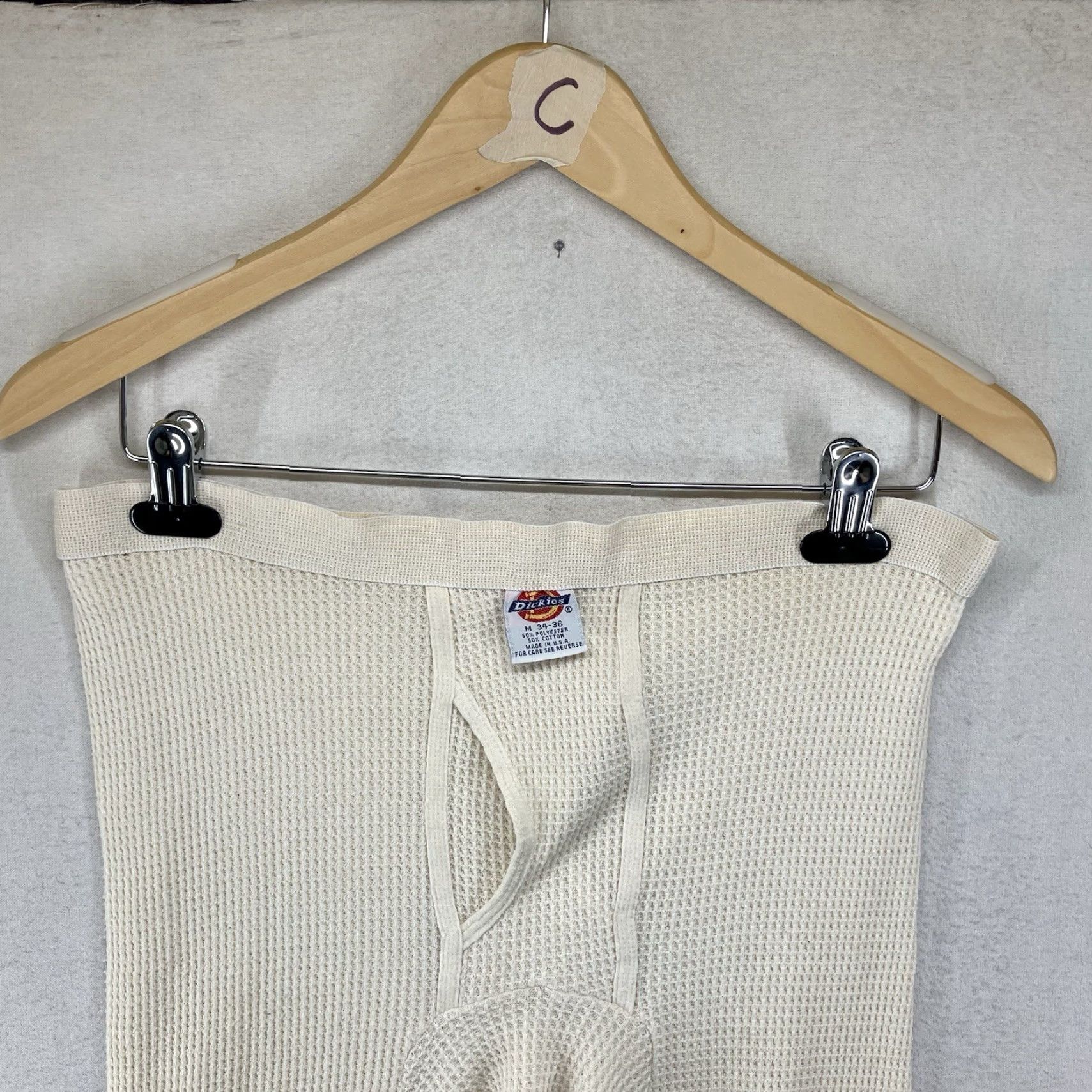 Dickies VINTAGE Dickies Thermal Long John Pants Base Layers M 34x24 Ivory Cotton Polyester Knit Regular Tapered Ankle Men 80s 70s Outdoor Retro Size US 31 - 4 Thumbnail