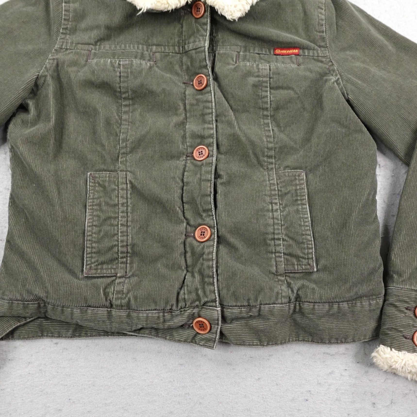 Vintage VINTAGE Roxy Jacket Womens Medium Green Corduroy Sherpa Lined Coat Y2K Jacket Coat Size M / US 6-8 / IT 42-44 - 4 Thumbnail