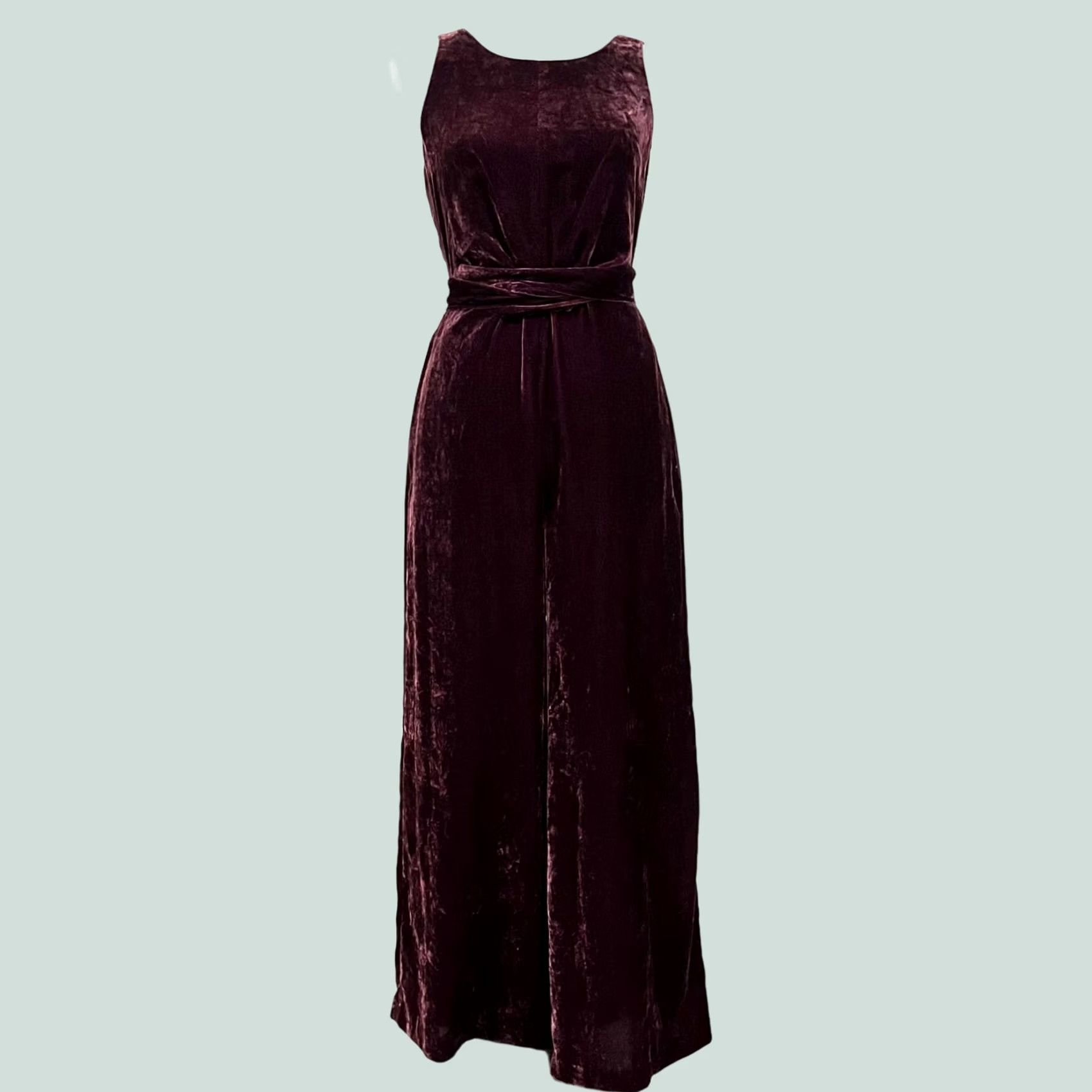 Madewell Madewell Velvet Jumpsuit Burgundy Sleeveless Sz 0 Women One-Piece Pants Twist Front Velvet Size 25" / US 0 / IT 36 - 1 Thumbnail