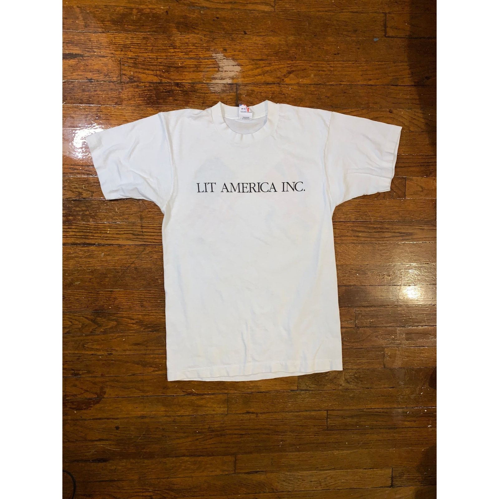 Fruit Of The Loom × Vintage LIT America Inc Tee 90s Wall Street Finance Single Stitch Size US M / EU 48-50 / 2 - 2 Thumbnail