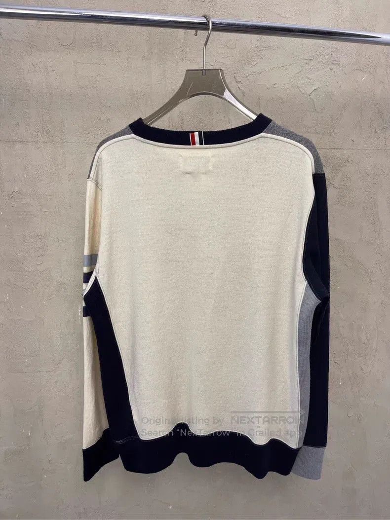 Thom Browne Thom Browne Gray and Beige Color Block Four-Stripe Wool Ro Size US XL / EU 56 / 4 - 2 Thumbnail