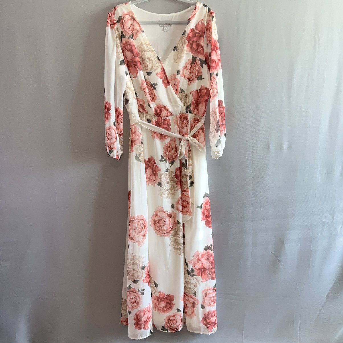Other Premier Amour White Pink Floral Wrap Maxi Dress Size 16 Size XXL / US 16-18 / IT 52-54 - 3 Thumbnail