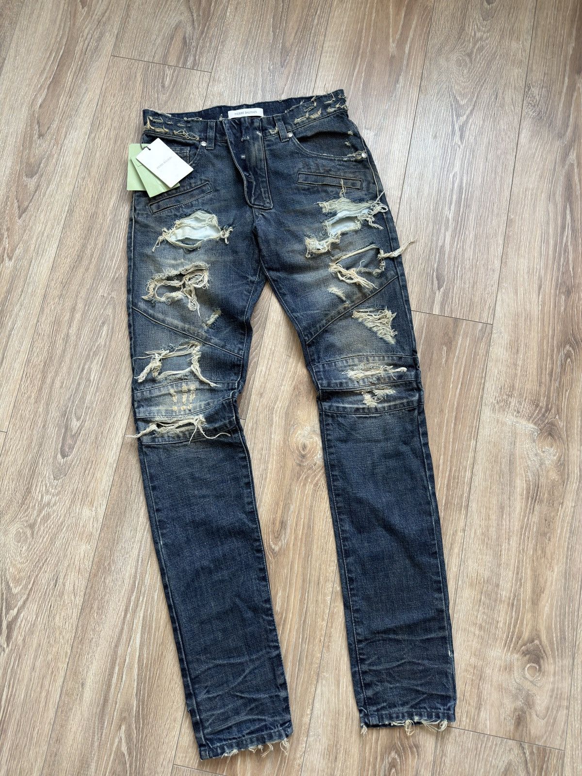 Pierre Balmain Pierre Balmain Distressed Biker Jeans Size US 26 / EU 42 - 1 Thumbnail