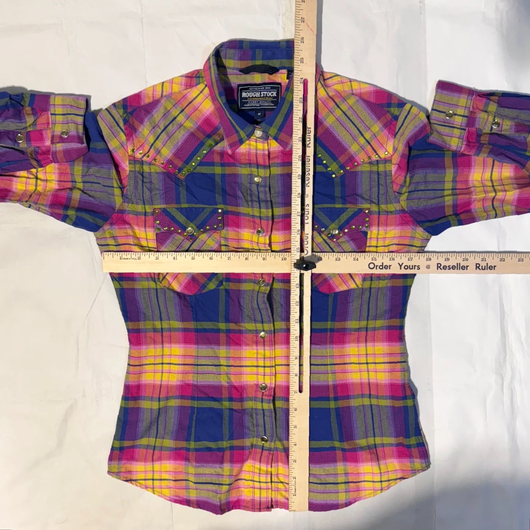 Vintage Panhandle Slim Shirt Pink Plaid Rhinestone Western Button-Up M Womens Regular Long Sleeve Cotton Size M / US 6-8 / IT 42-44 - 7 Thumbnail