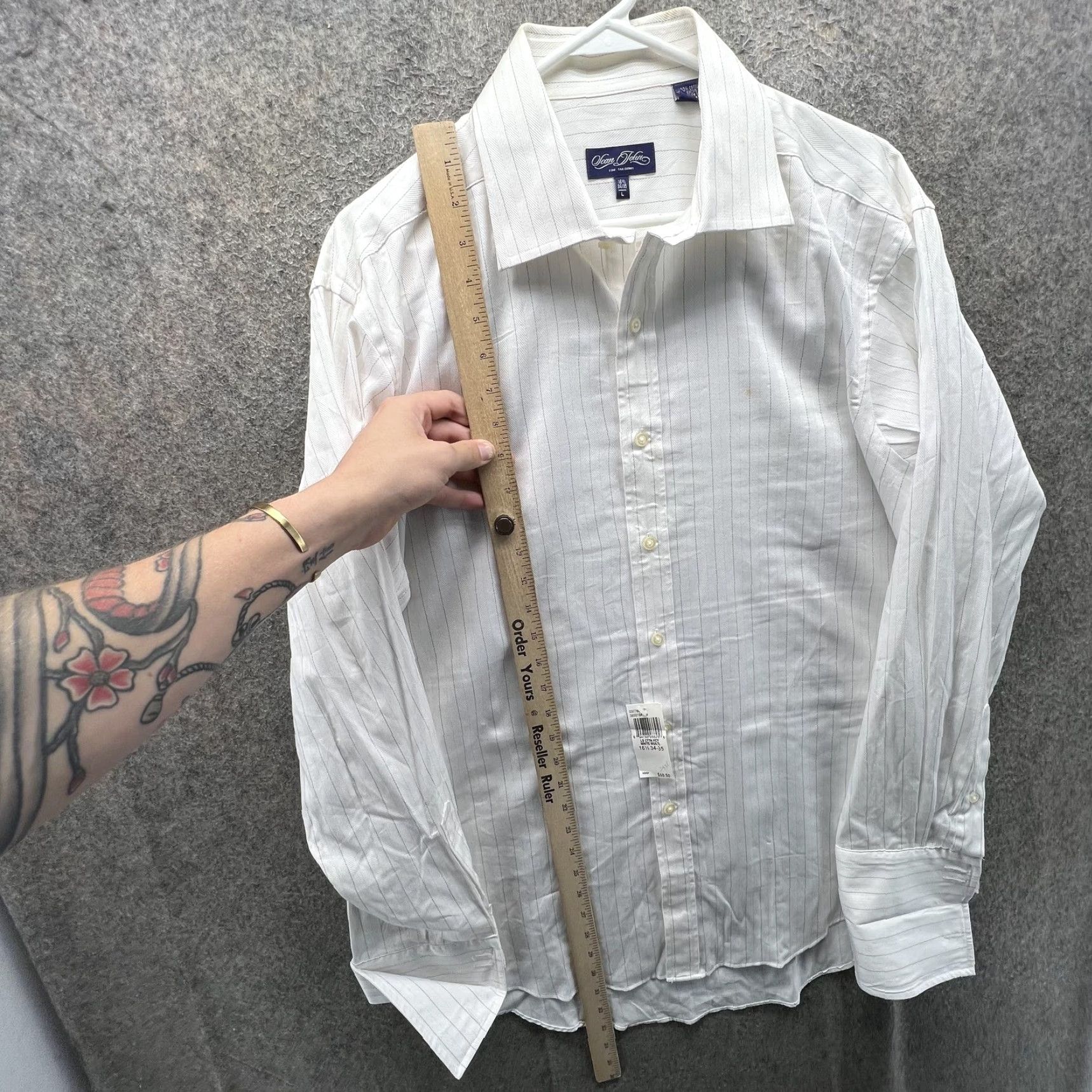 Sean John Sean John Dress Shirt Mens 16.5 34/35 White Stripe 100% Cotton Long Sleeve Mens 16.5 Neck 34/35 Sleeve Shirt Dress Shirt Mens Regular White Stripe 90s Size 46R - 7 Thumbnail