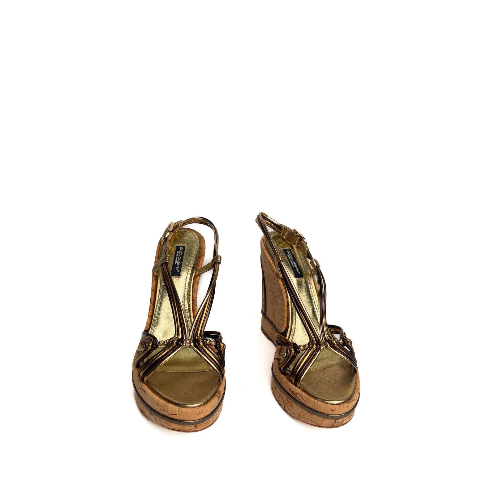 Dolce & Gabbana Gold Cork Wedges Size US 7 / IT 37 - 4 Thumbnail