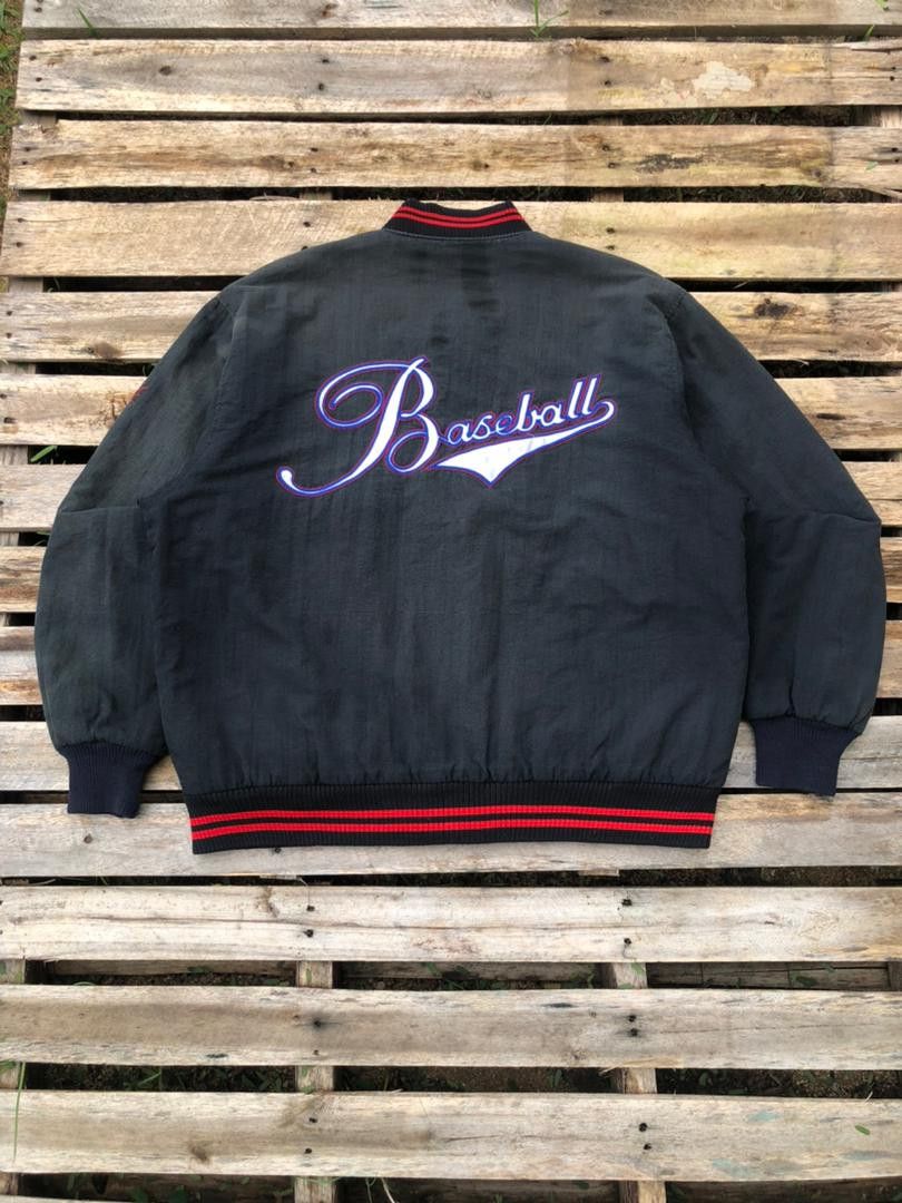 MLB × Nike Vintage 90s MLB Nike Baseball Varsity Jacket Size US L / EU 52-54 / 3 - 3 Thumbnail