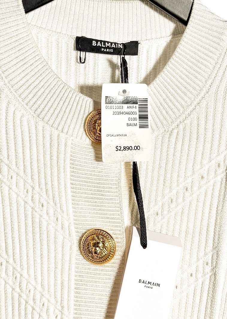 Balmain Balmain Gold Buttons White Cropped Cardigan Sweater Size S / US 4 / IT 40 - 4 Thumbnail