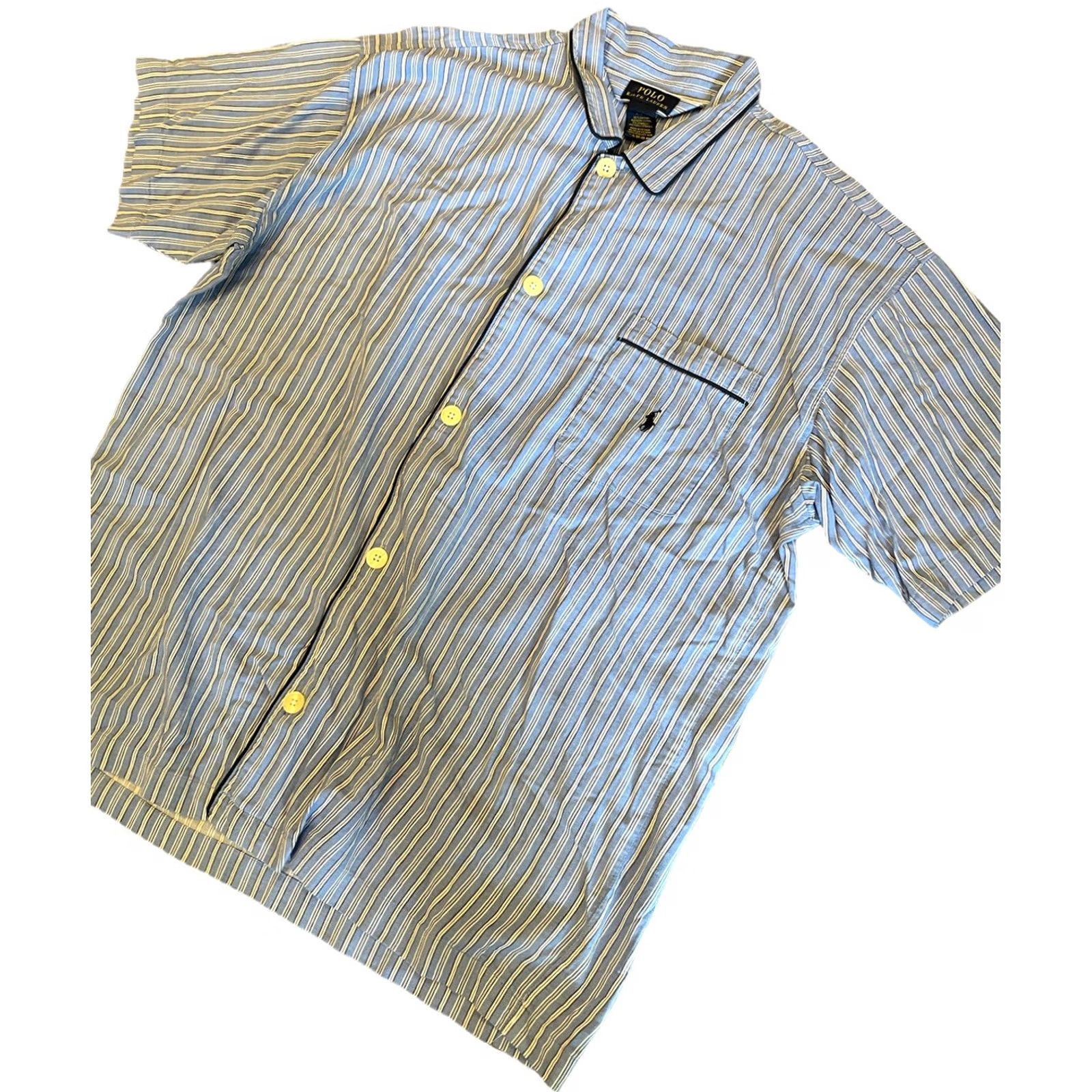 Polo Ralph Lauren Polo Ralph Lauren Mens Large Sleepshirt Plaid Blue White Casual Pajama Top Size US L / EU 52-54 / 3 - 2 Thumbnail