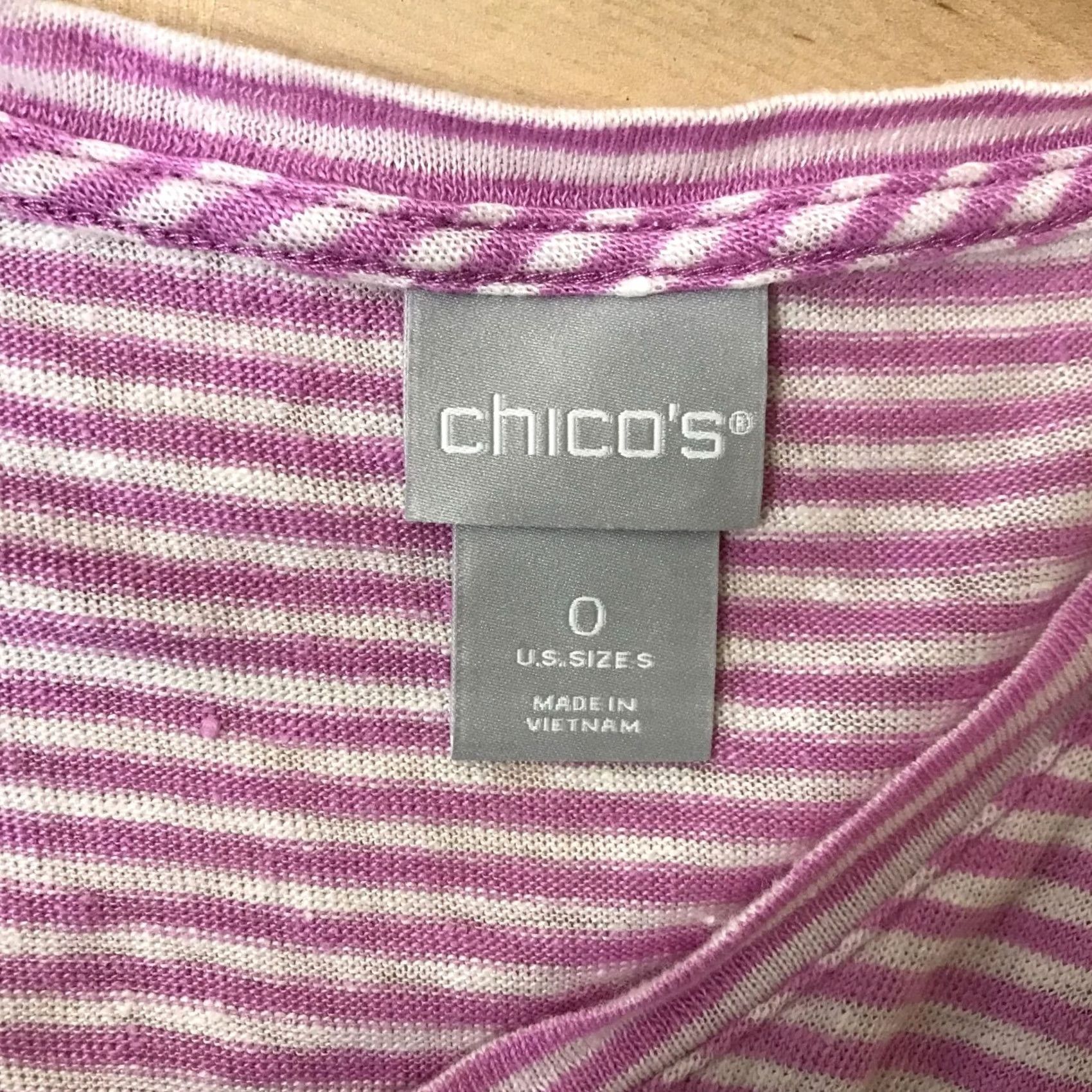 Vintage Chico's Womens Top V-Neck Linen Lavender White Stripe Size S Size S / US 4 / IT 40 - 7 Thumbnail