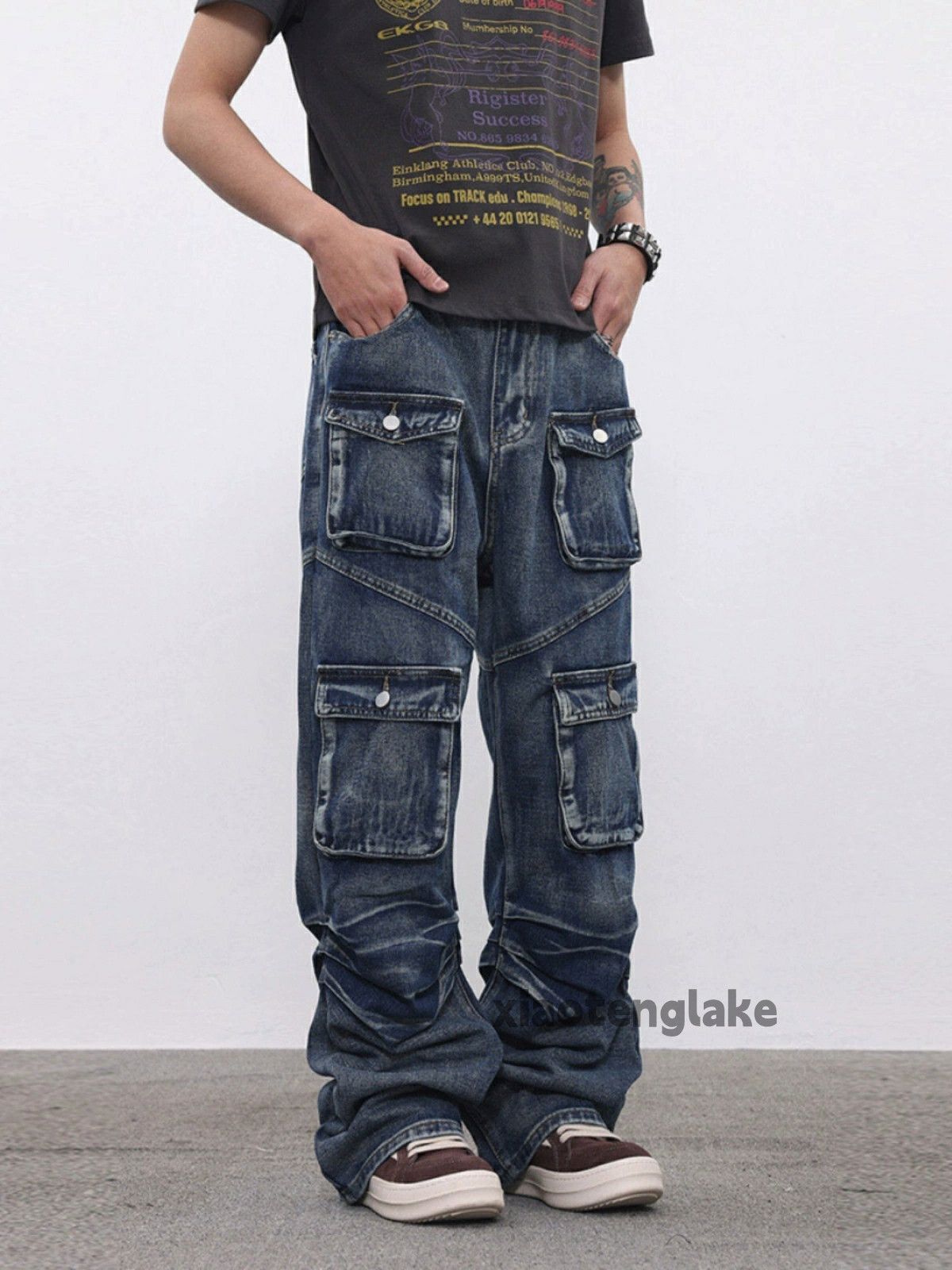 Jean × Vintage washed faded loose baggy cargo hiphop jeans Size US 32 / EU 48 - 3 Thumbnail