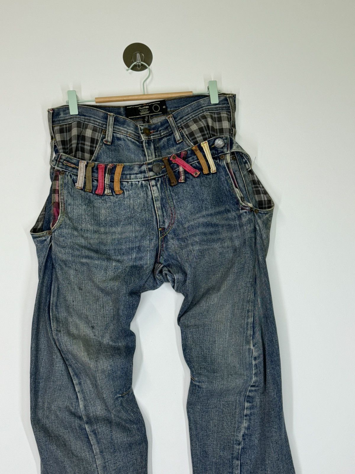 Japanese Brand BREATH MINT DOUBLE WAIST DISTRESSED DENIM PANTS Size US 32 / EU 48 - 4 Thumbnail