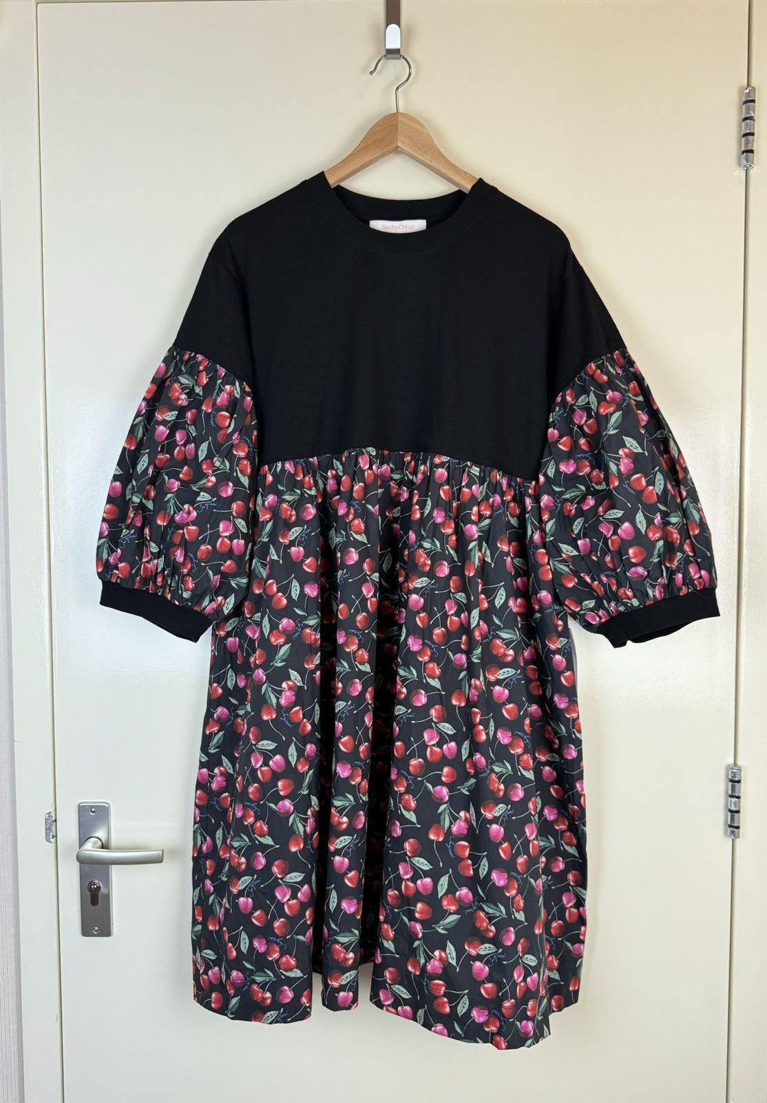 Chloe × See by Chloe See by Chloe babydoll poplin cherry print dress gown cotton Size XL / US 12-14 / IT 48-50 - 1 Thumbnail