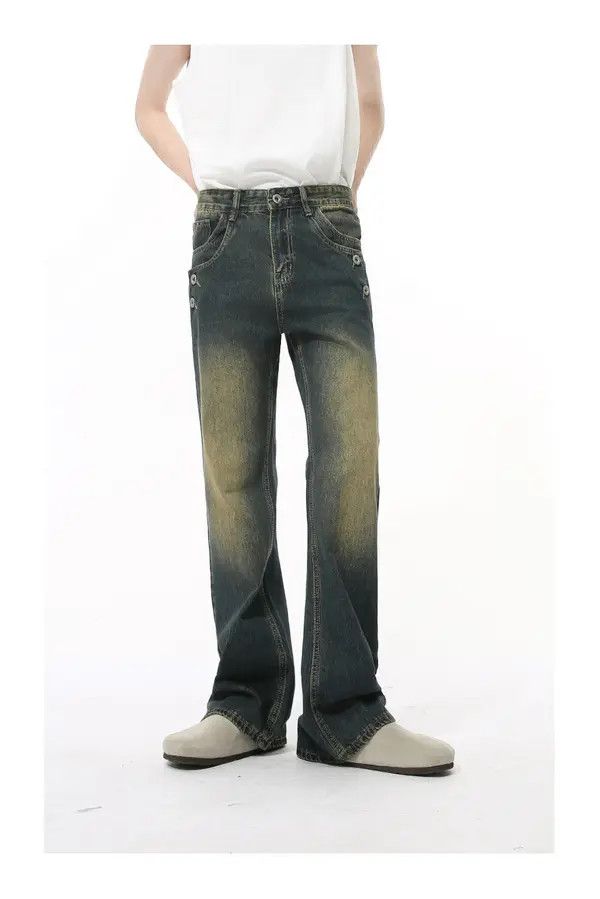 Japanese Brand Vintage cleanfit button design flared washed jeans Size US 32 / EU 48 - 7 Thumbnail