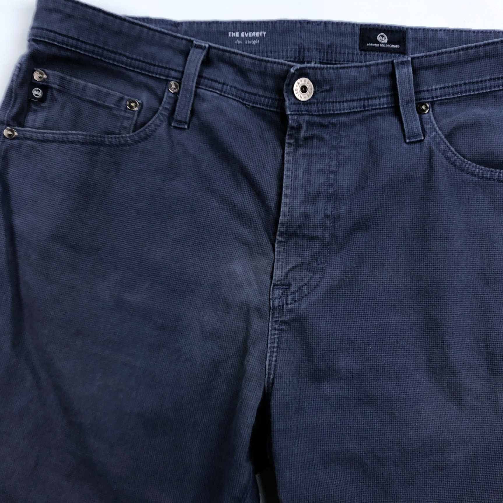 Vintage AG Adriano Goldschmied Jeans Mens 36x32 Everett Slim Straight 5-Pocket Blue Canvas Denim Pants Size US 36 / EU 52 - 6 Thumbnail