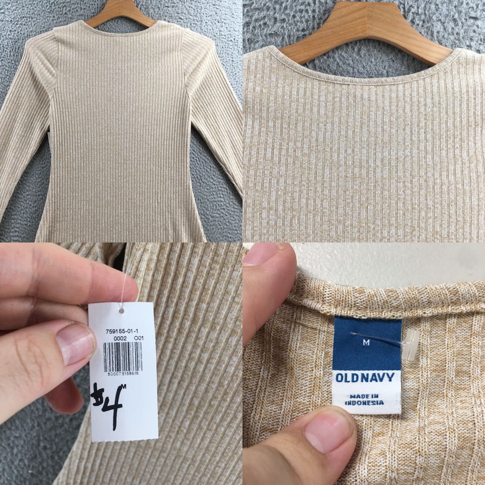 Old Navy Old Navy Dress Womens M Oatmeal Heather Ribbed Long Sleeve A-Line Mini NEW Size M / US 6-8 / IT 42-44 - 8 Thumbnail