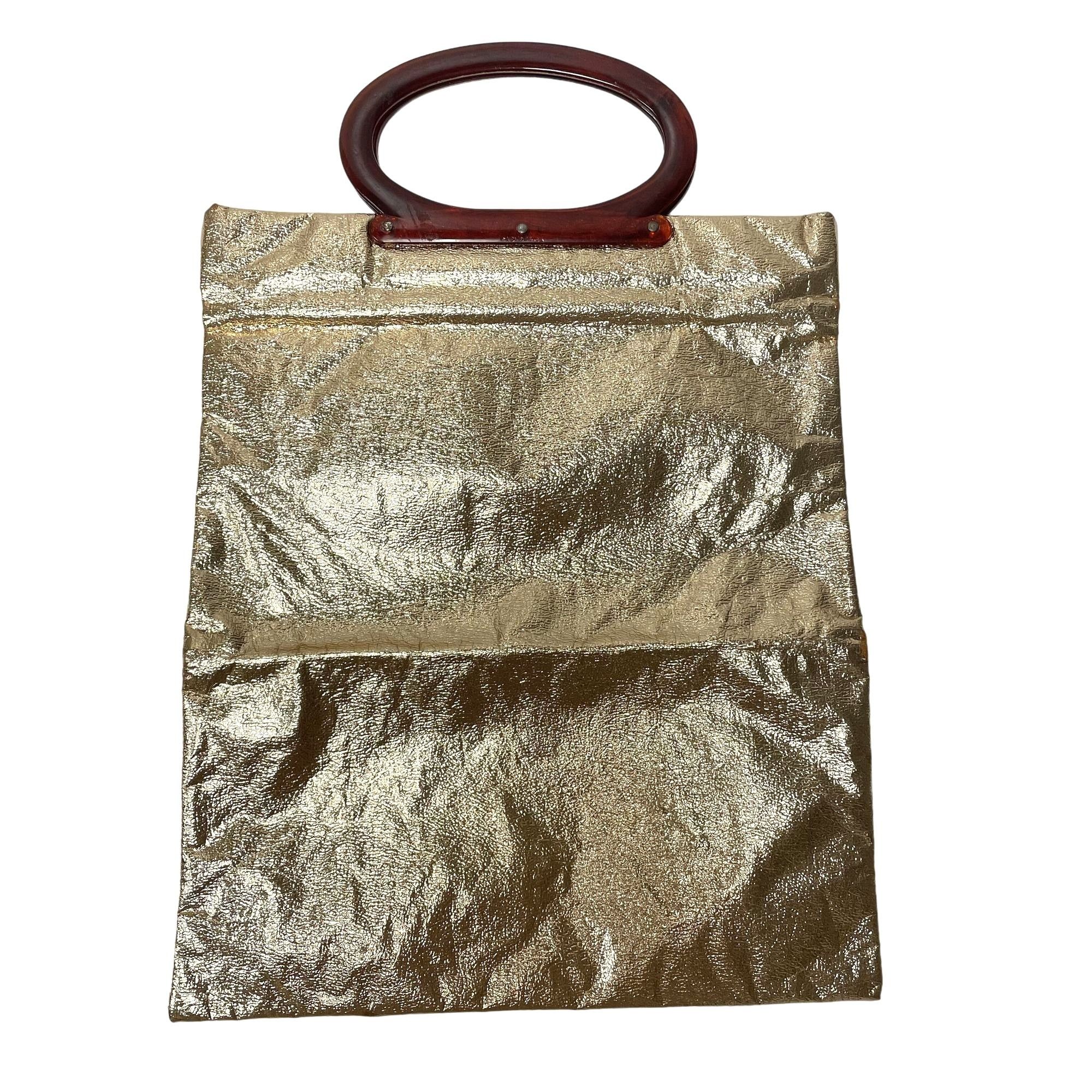 Other Vtg Lady's Pride HandBag Shiny METALLIC GOLD Purse Size ONE SIZE - 7 Thumbnail