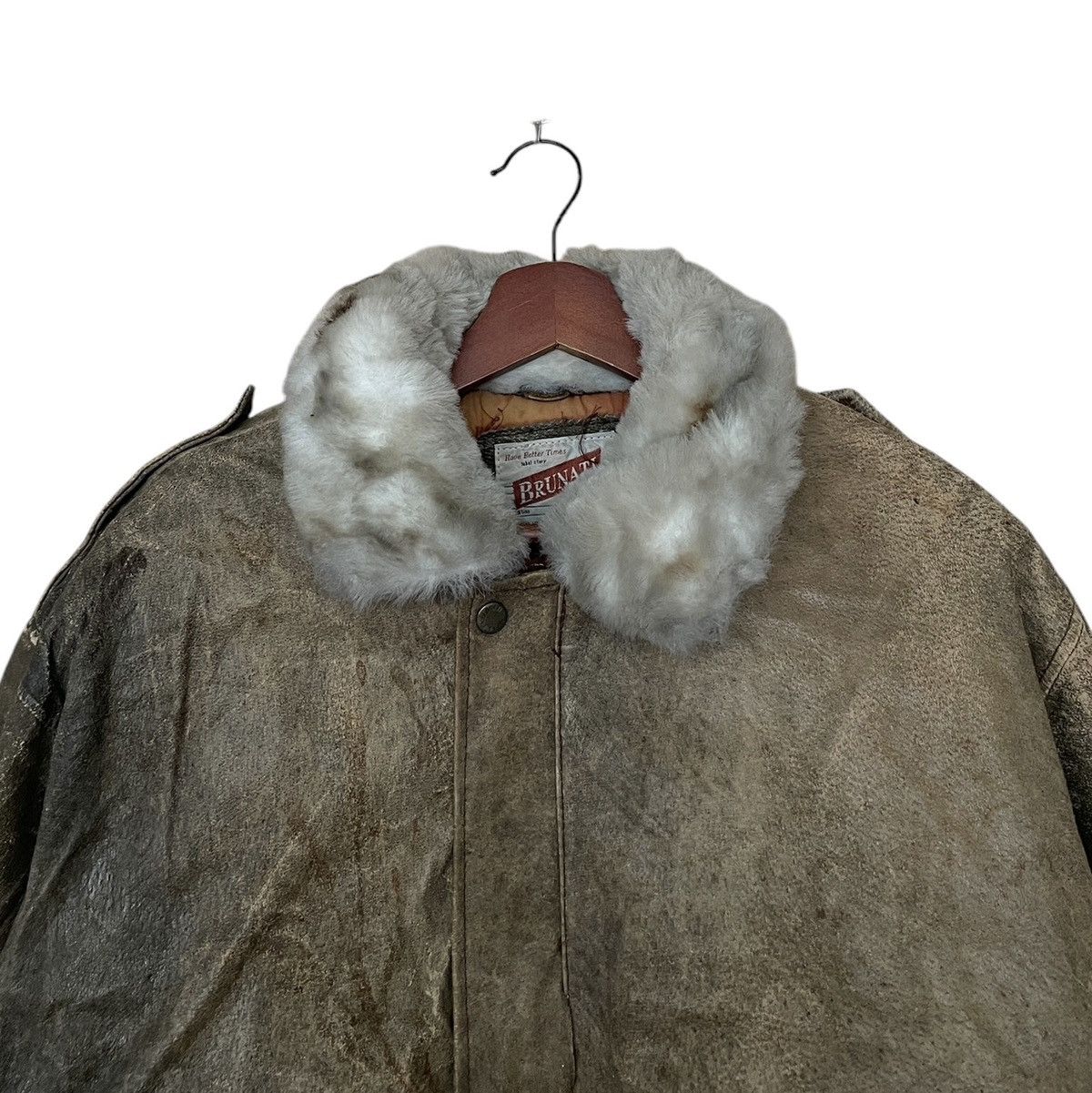 Vintage Vintage Brand Brunati Fur Leather Military Jacket 1990s Size US M / EU 48-50 / 2 - 3 Thumbnail