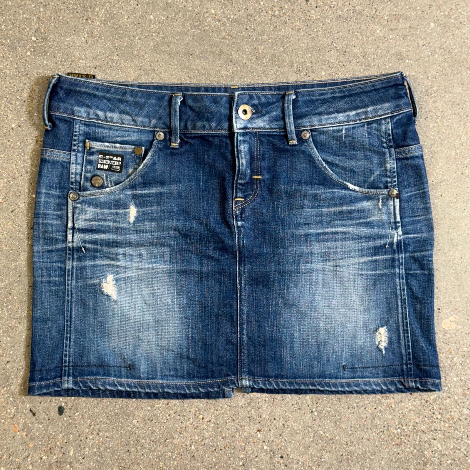 G-Star G-Star RAW Arc Mini Skirt Women’s 29 Distressed Denim Y2K Size 29" - 1 Thumbnail