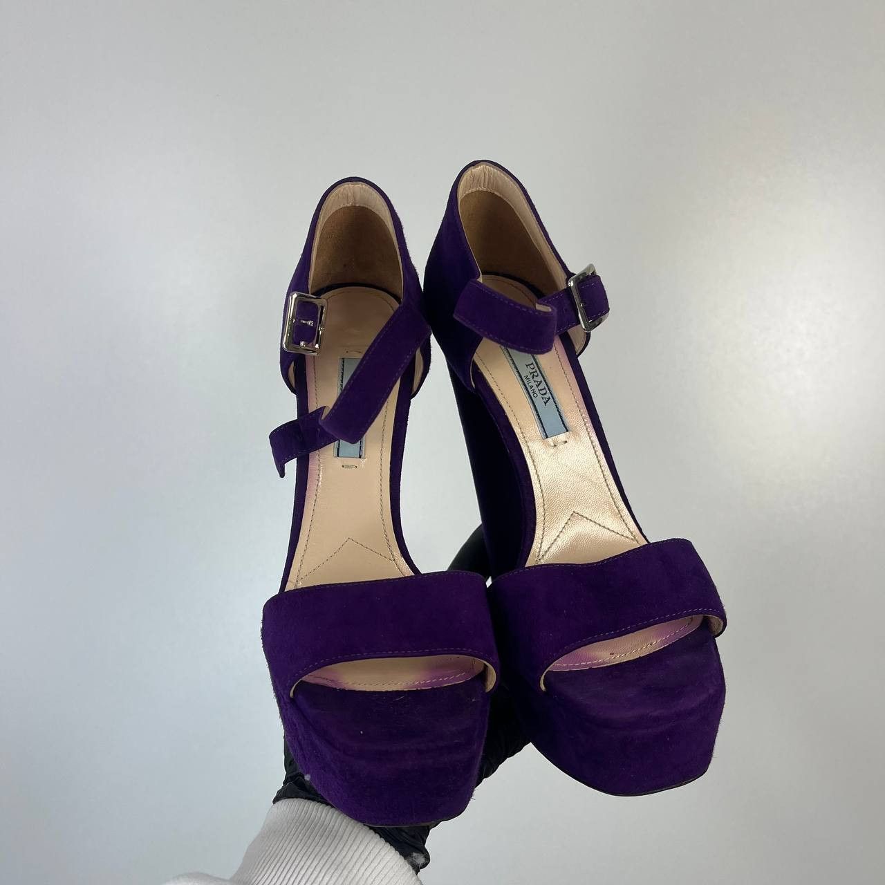 Prada Prada Purple Suede Platform High Heel Sandals Size 37.5 Size US 7.5 / IT 37.5 - 1 Thumbnail