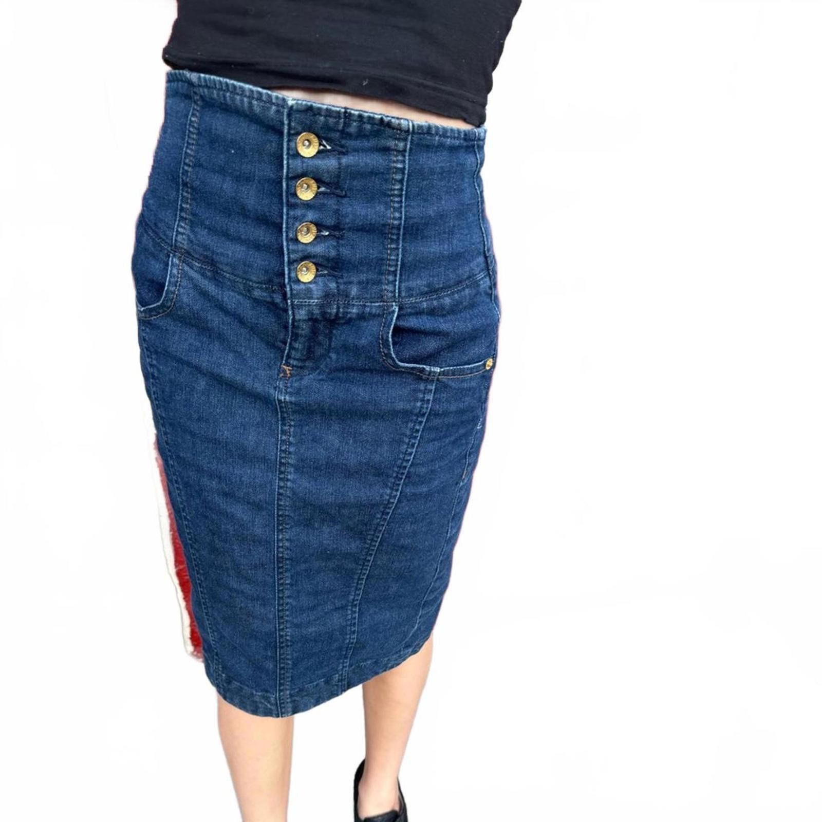 Other Y2K Armani Exchange High Waist Stretch Denim Bandage Skirt Size 25" / US 0 / IT 36 - 8 Thumbnail