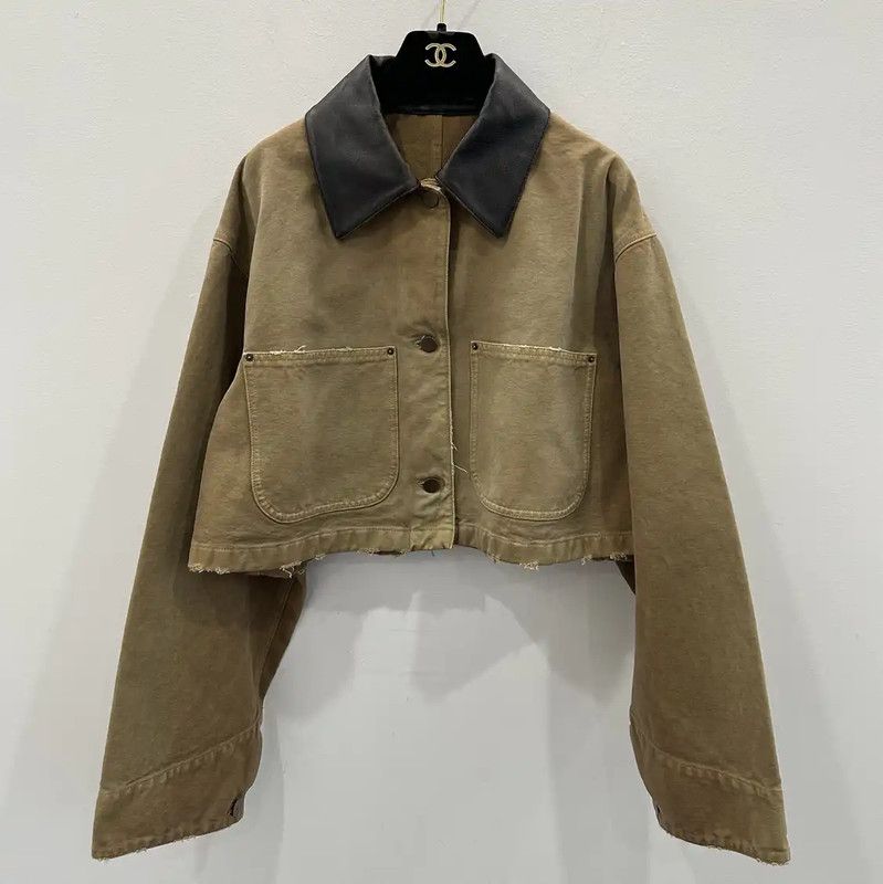 Prada Prada Women's Khaki Denim Jacket Size L / US 10 / IT 46 - 1 Thumbnail