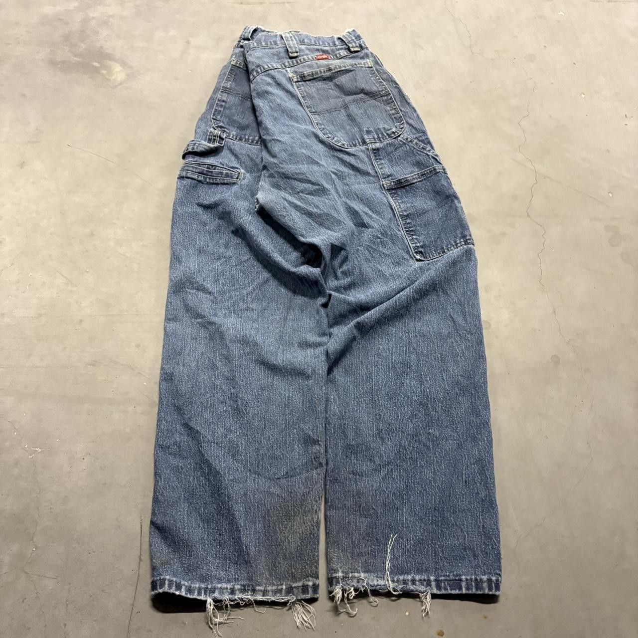 Japanese Brand × Vintage Crazy Vintage Y2K/2000s Super Baggy Carpenter Workwear Style Medium Wash Denim Jeans! Size US 40 / EU 56 - 6 Thumbnail