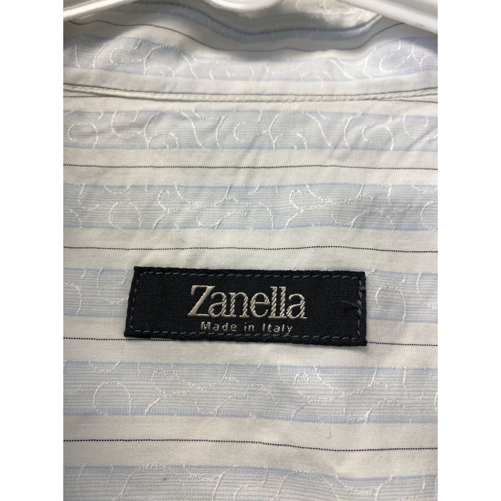 Zanella VINTAGE Zanella Men's Dress Shirt Blue Stripes Long Sleeve XL 100% Cotton Business Casual Formal Size 46R - 5 Thumbnail