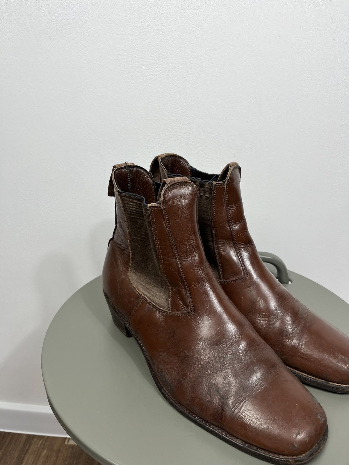Leather Vintage Brown Leather Cowboy Western Boots US 9.5 Distressed Size US 9.5 / EU 42-43 - 2 Thumbnail