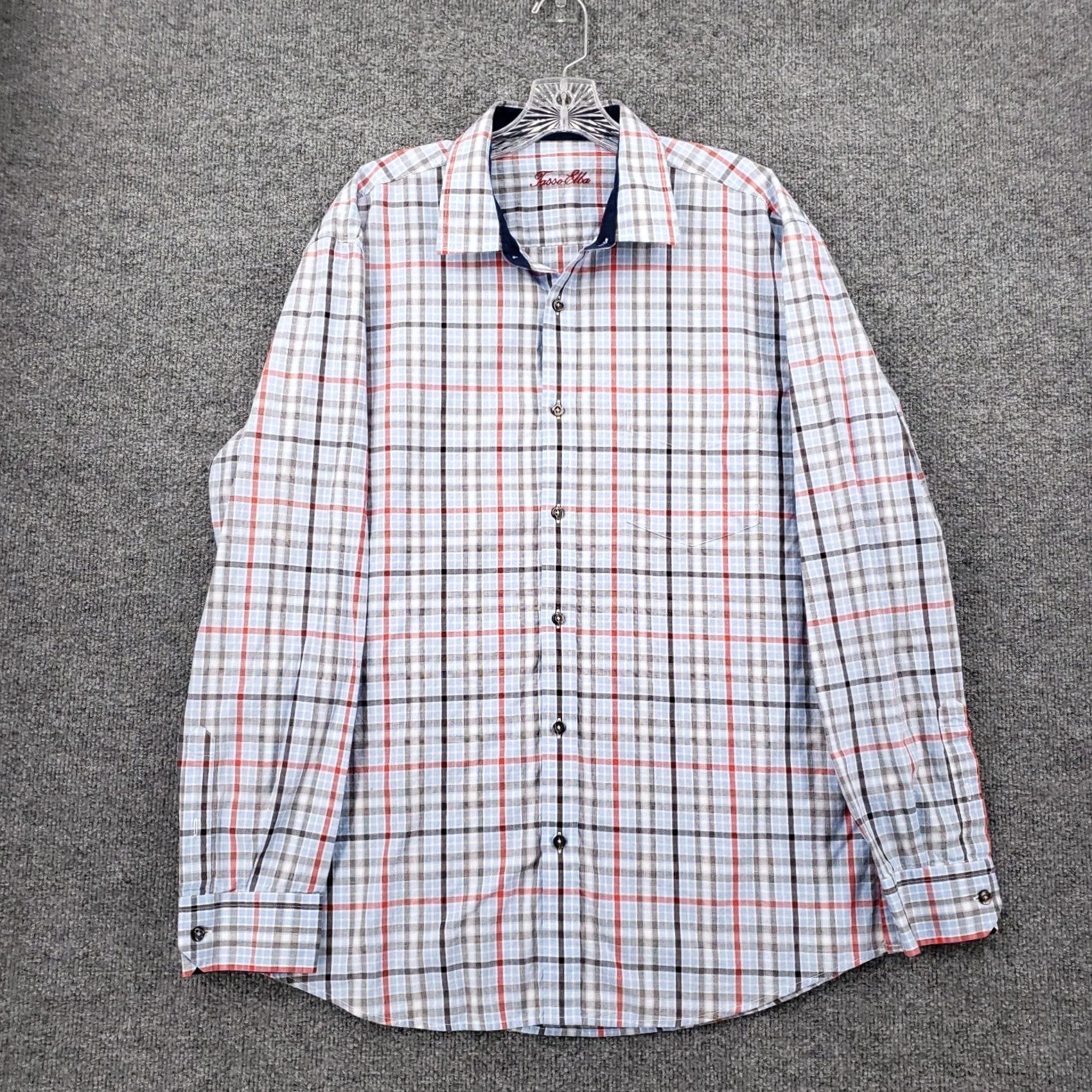 Tasso Elba Tasso Elba Blue Plaid Long Sleeve Collared Dress Shirt Mens XL Size 46R - 2 Thumbnail