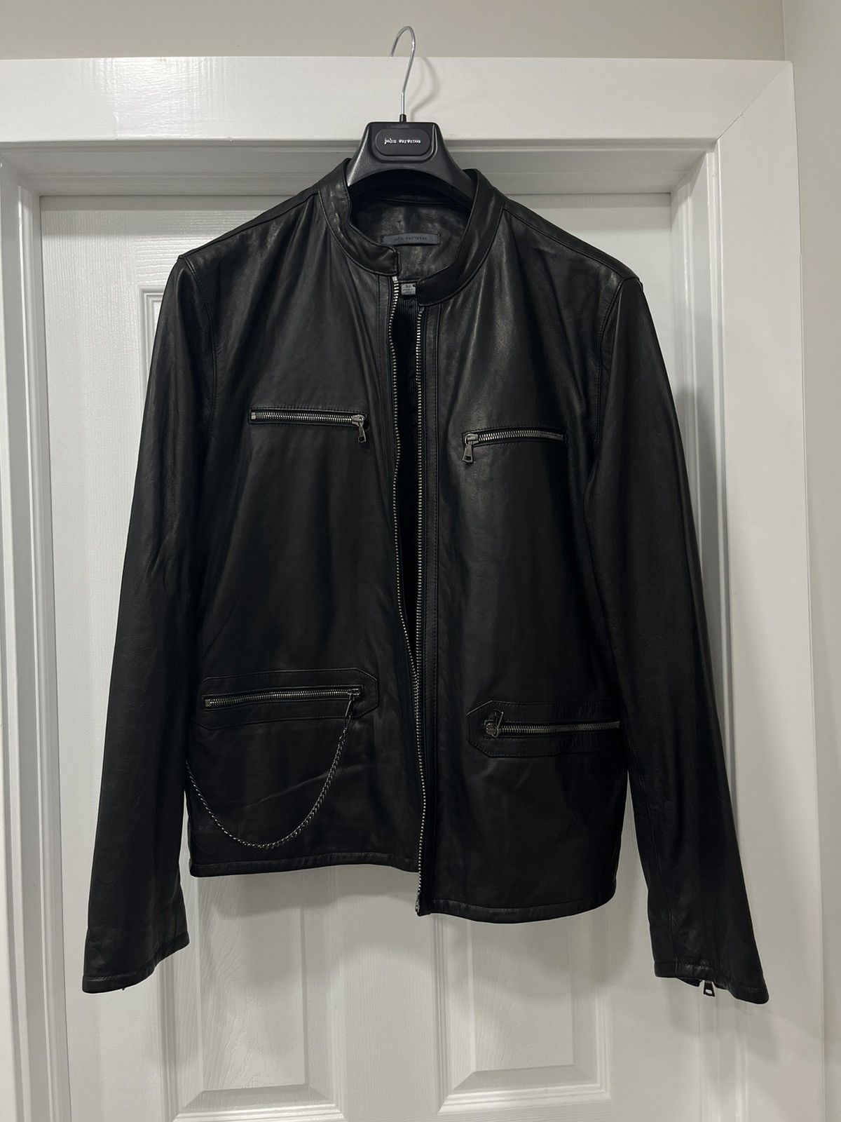 John Varvatos Leather Jacket with chain detail. 54 Size US L / EU 52-54 / 3 - 2 Thumbnail