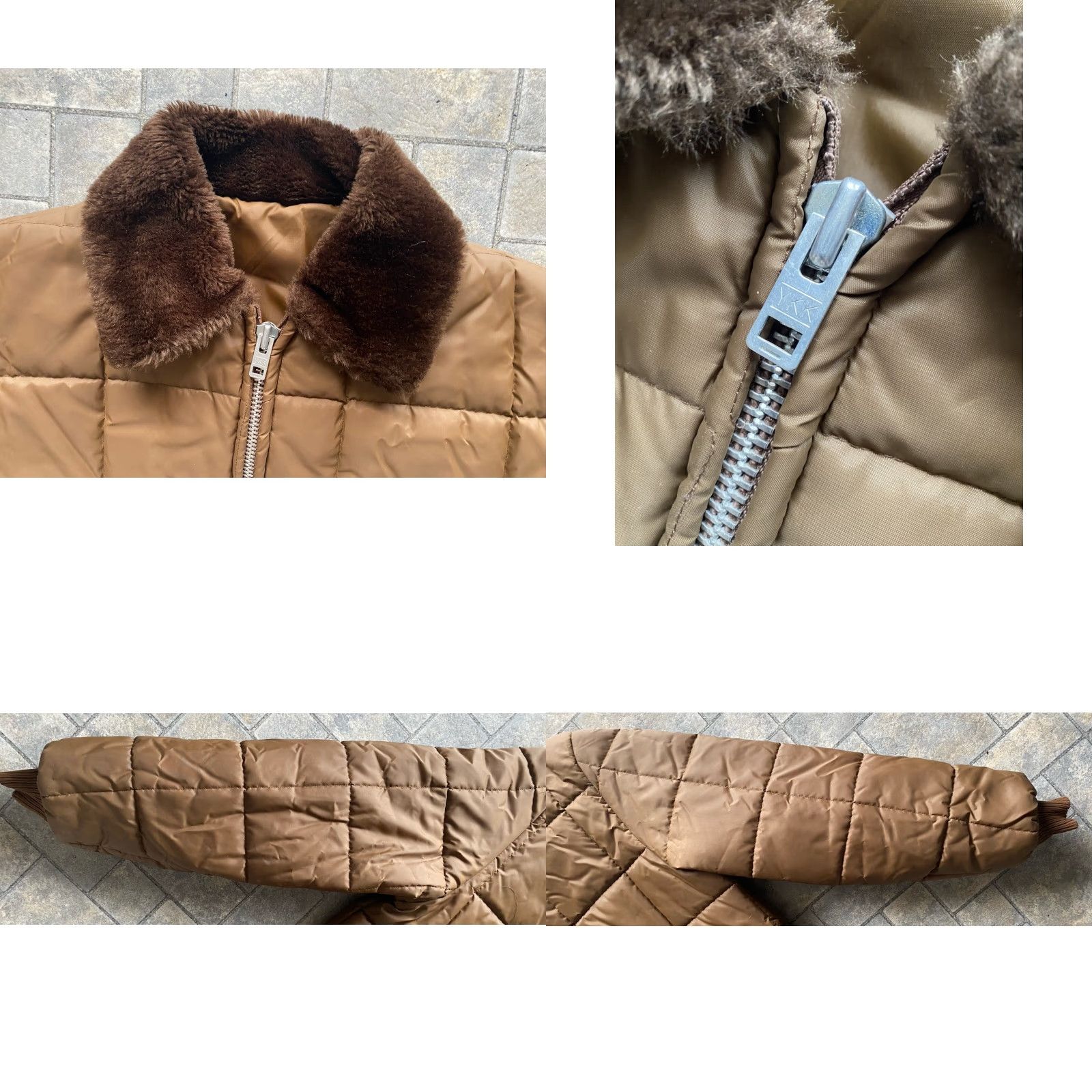 Vintage VINTAGE Cal Craft? 1970s Army Brown Quilted Jacket XL Pockets Zip Men Regular Size Brown Coat - Men XL Vintage Size US XL / EU 56 / 4 - 8 Thumbnail