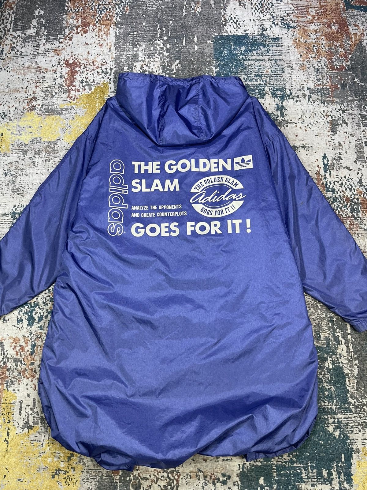 Adidas Vtg Adidas The Golden Slam Long Hooded Coach Jacket Size US L / EU 52-54 / 3 - 3 Thumbnail