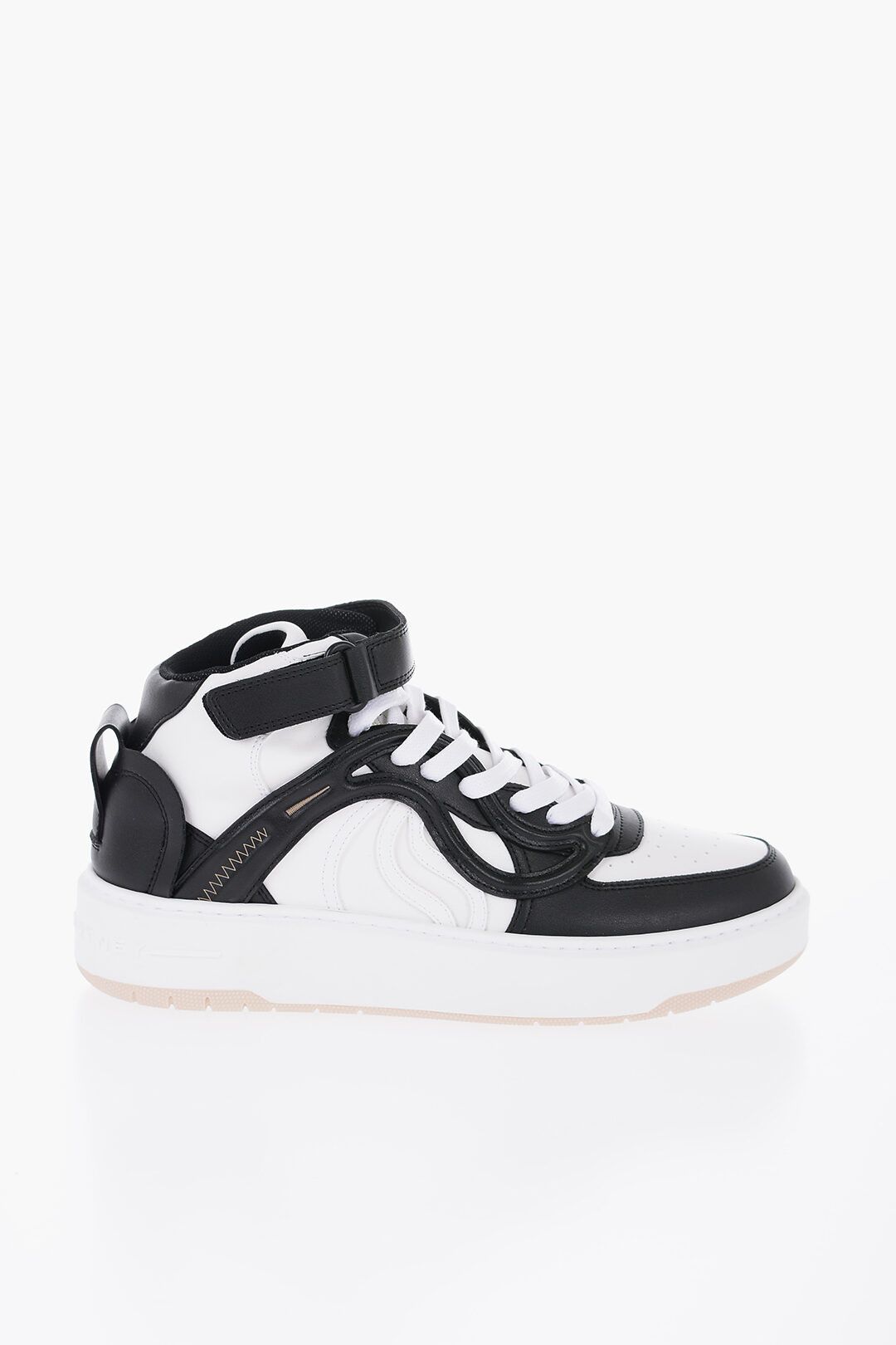 og1mm0824 Leather High-Top Sneakers in Black & White