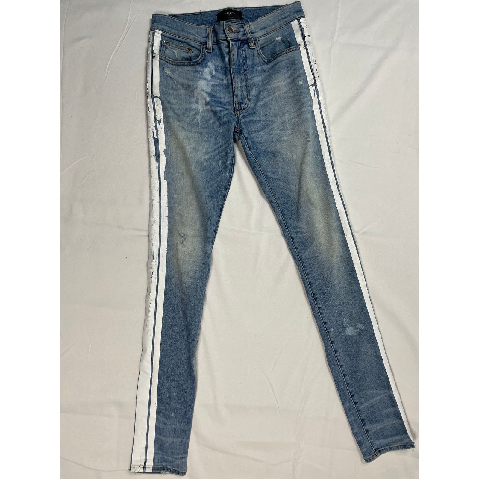 Image of Amiri Jeans Thrasher White Stripe 31 in Blue, Men's