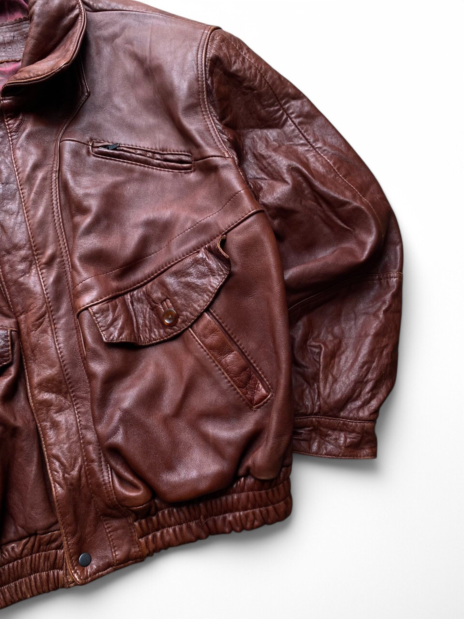 Genuine Leather Vintage Leather jacket Bomber Basic Element Size US XL / EU 56 / 4 - 3 Thumbnail