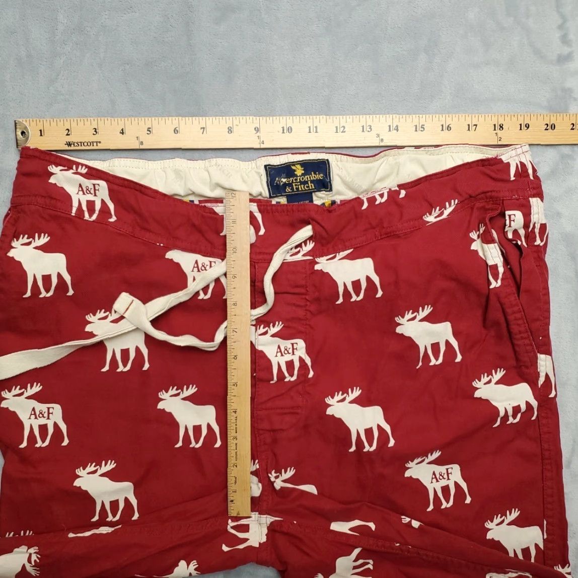 Abercrombie & Fitch VTG Abercrombie & Fitch Pants Men L Red Lounge Drawstring brushed Twill Retro Y2K Size US 33 - 6 Thumbnail