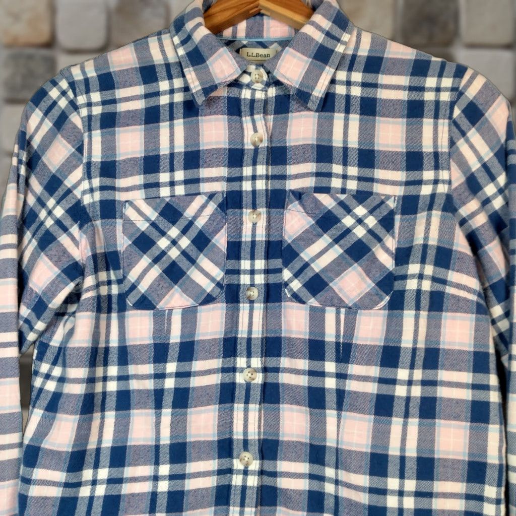 Vintage VINTAGE L.L. Bean Flannel Shirt Womens XXS Petite Pink Blue Plaid Workwear Casual Long Sleeve Size XXS / US 00 / IT 34 - 1 Thumbnail