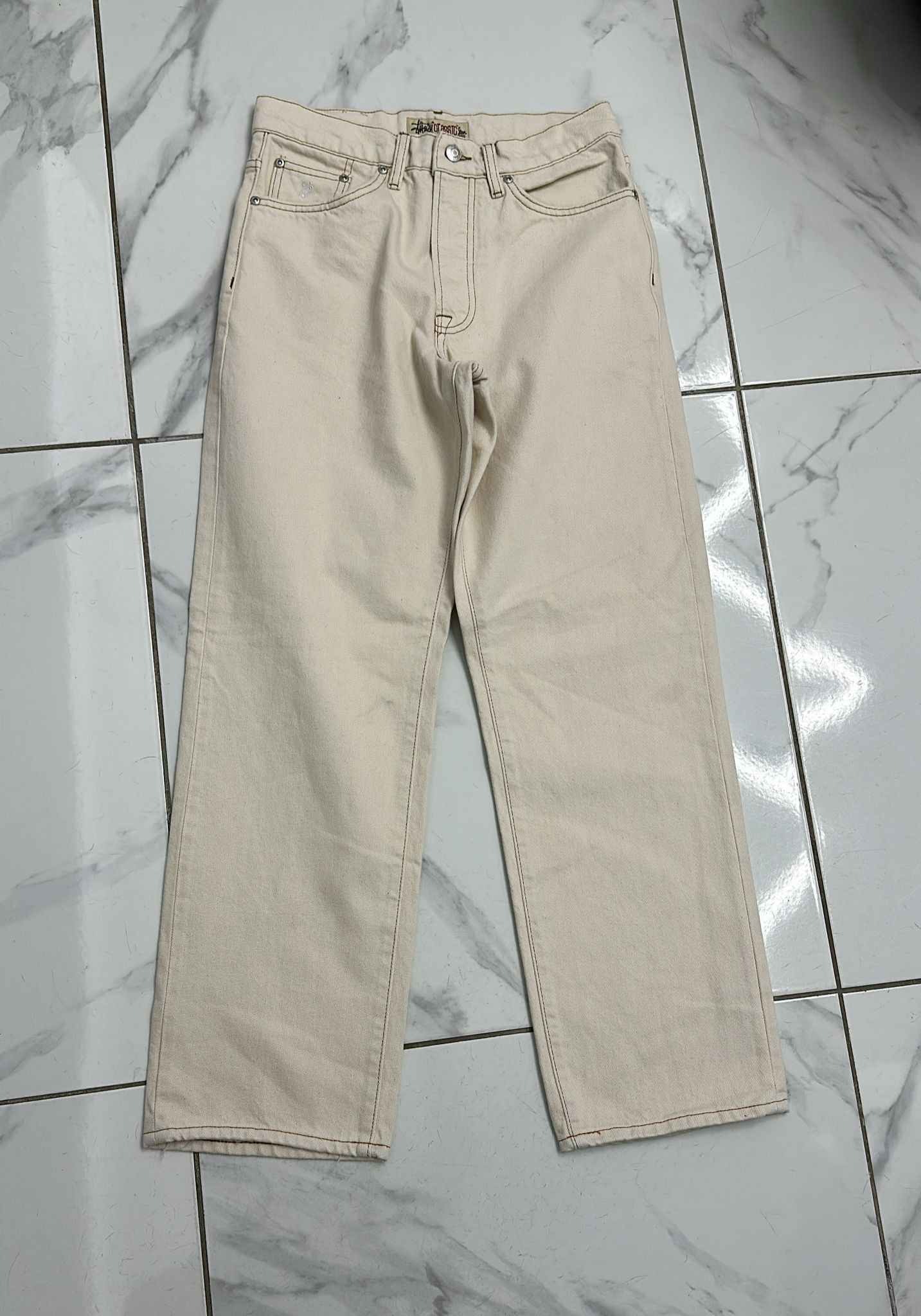 新品 STUSSY CLASSIC JEAN DENIM 28 NATURAL Stussy Classic Denim Jeans Natural Men's - FW24 - US
