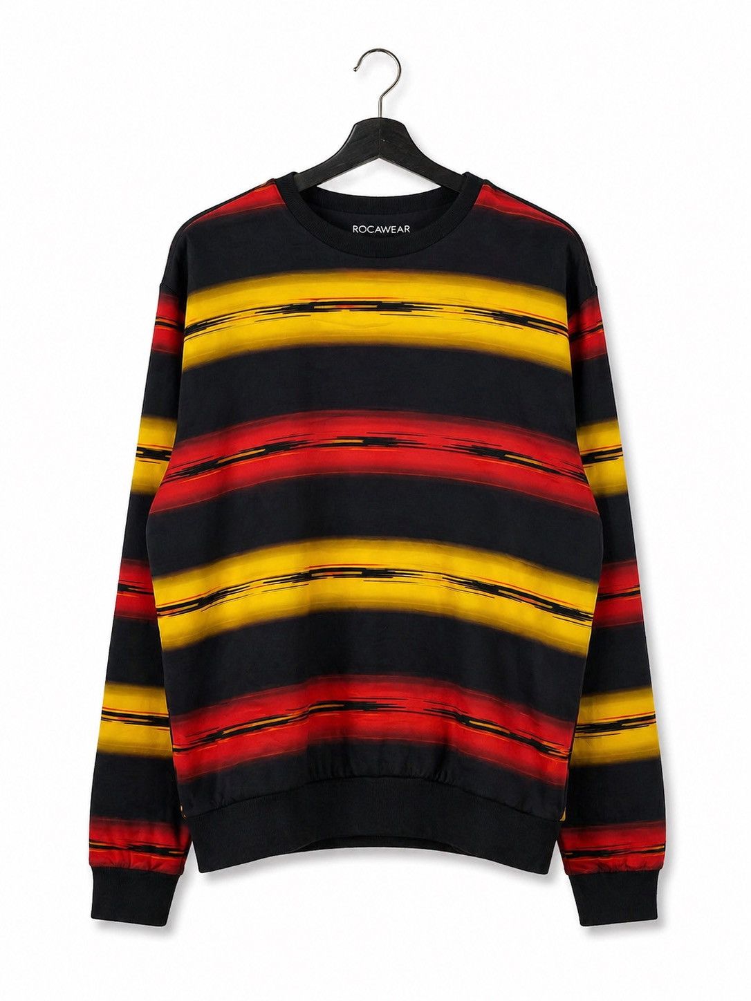 Rocawear Vintage Rocawear Striped Crewneck Black Red Yellow Size US L / EU 52-54 / 3 - 1 Thumbnail