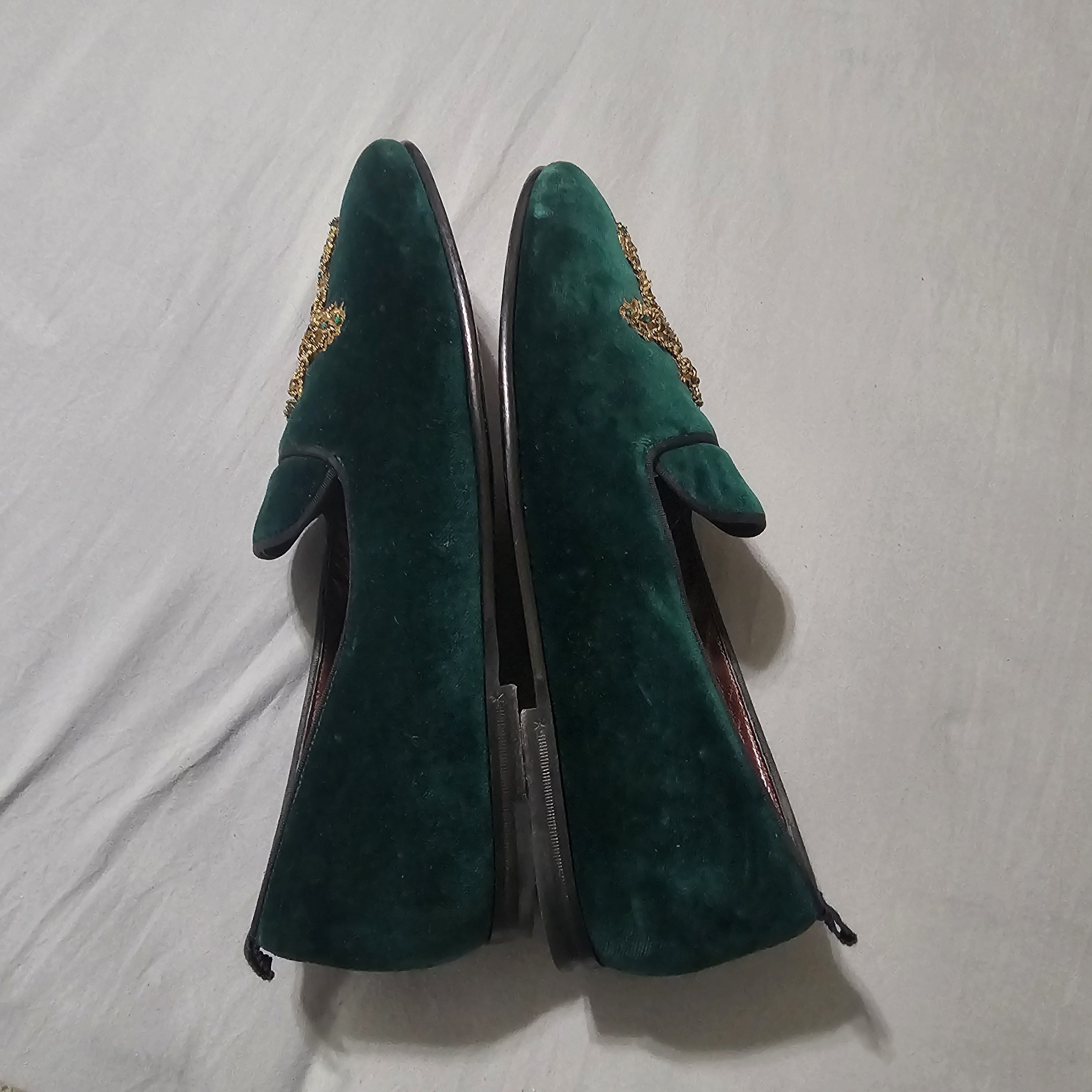 Dolce & Gabbana Dolce & Gabbana Emerald Velvet Loafers/Gold Cross Detail 10 Size US 10.5 / EU 43-44 - 5 Thumbnail