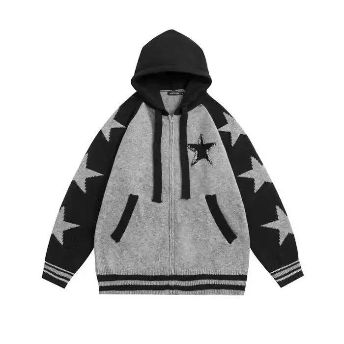 image of Vintage Stars Graphic Hoodie in Grey, Men's (Size Medium)
