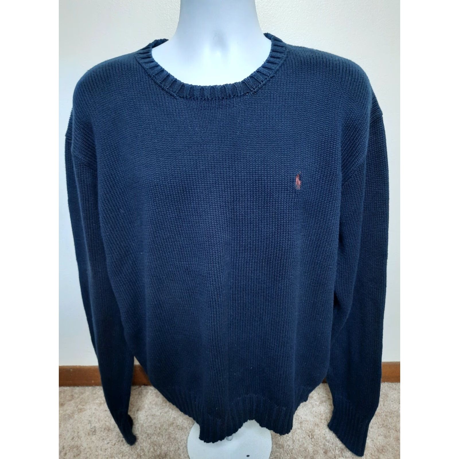 Polo Ralph Lauren VINTAGE Polo by Ralph Lauren Crew Neck Sweater 100% Cotton Knit Size XL Blue Men Pullover Sweatshirt Classic Knit Size US XL / EU 56 / 4 - 4 Thumbnail